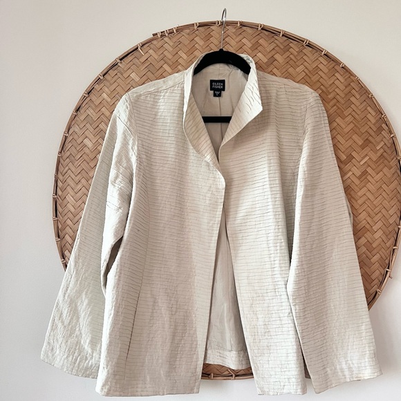 STUNNING 100% CREPE SILK EILEEN FISHER OPEN FRONT LIGHTWEIGHT JACKET - Picture 2 of 8